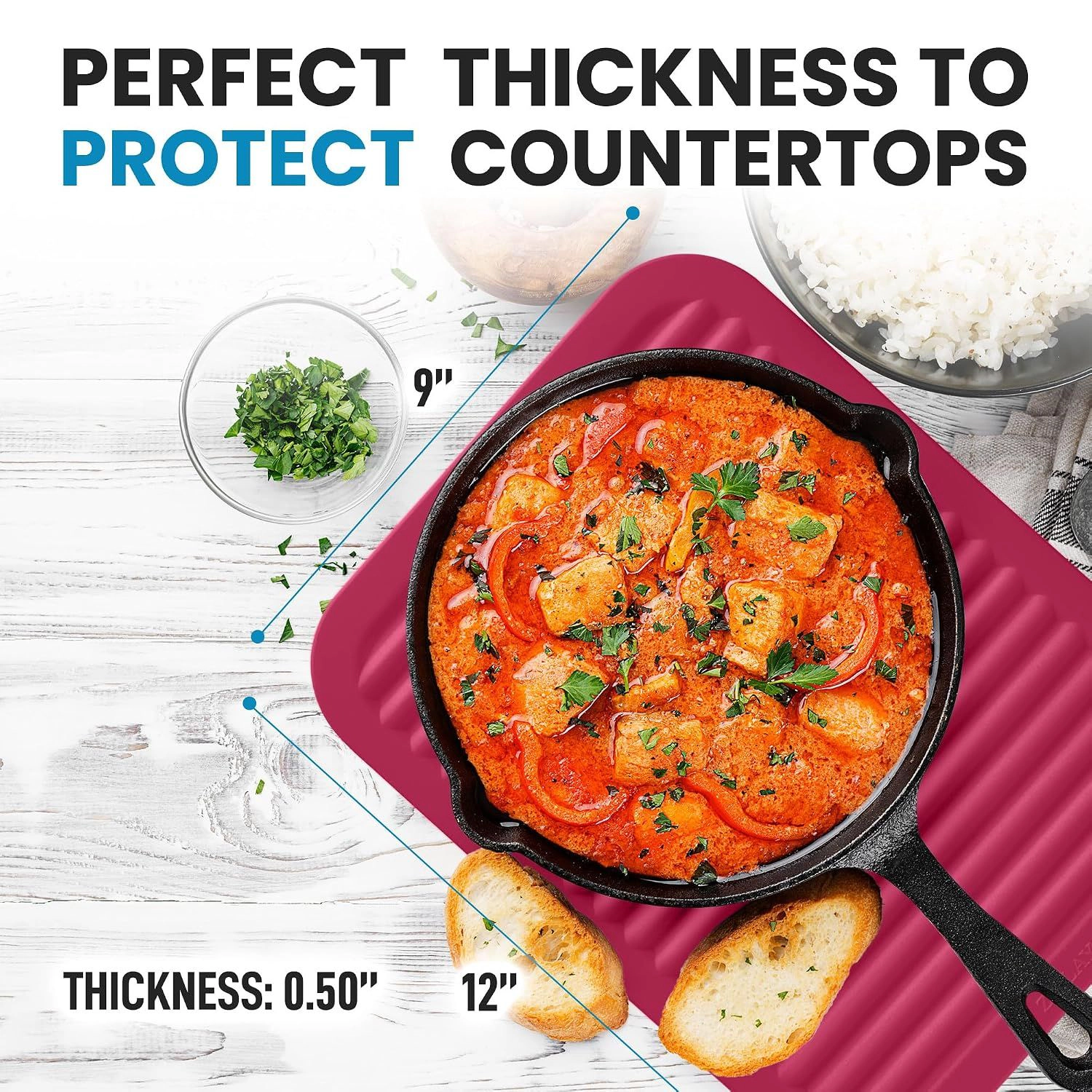 Zulay Kitchen 2-Pack 9"x12" Silicone Trivets for Hot Pots & Pans
