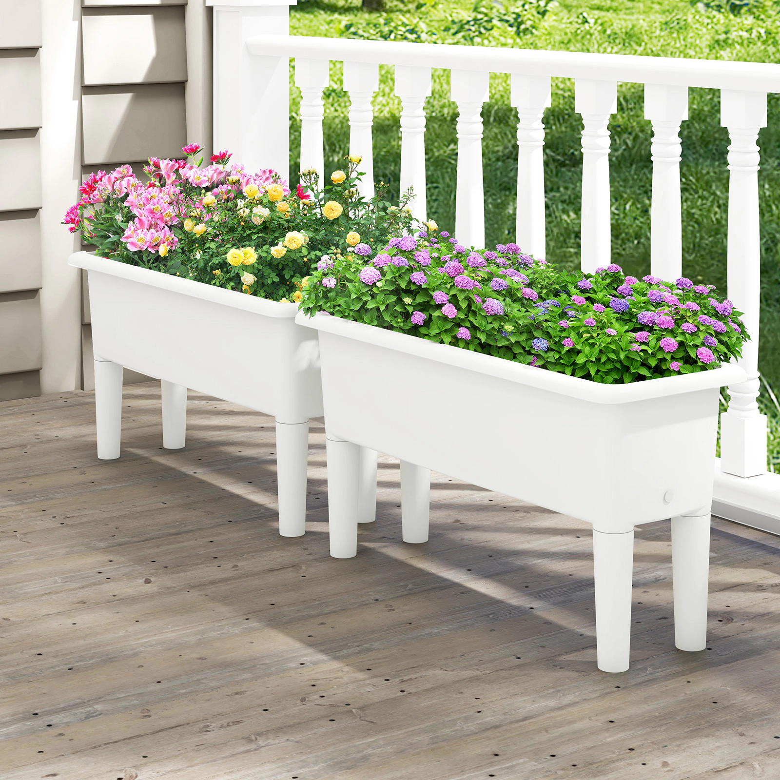 LJG 2 PCS Raised Garden Beds Self-Watering Planter Box with Detachable Legs and Drainage Hole