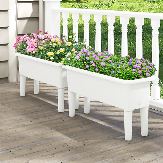 LJG 2 PCS Raised Garden Beds Self-Watering Planter Box with Detachable Legs and Drainage Hole