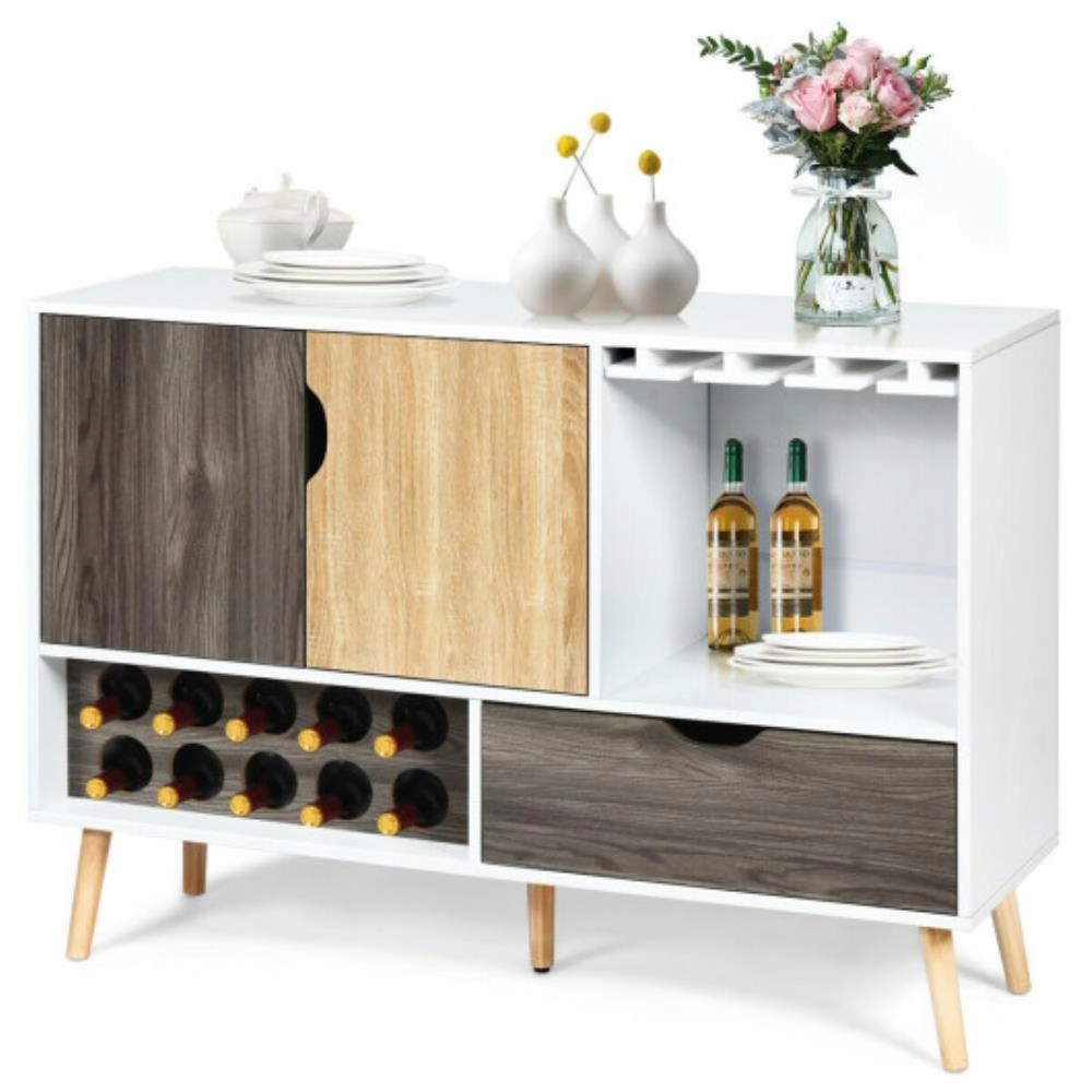 Hivvago Mid-Century Buffet Sideboard Wooden Storage Cabinet