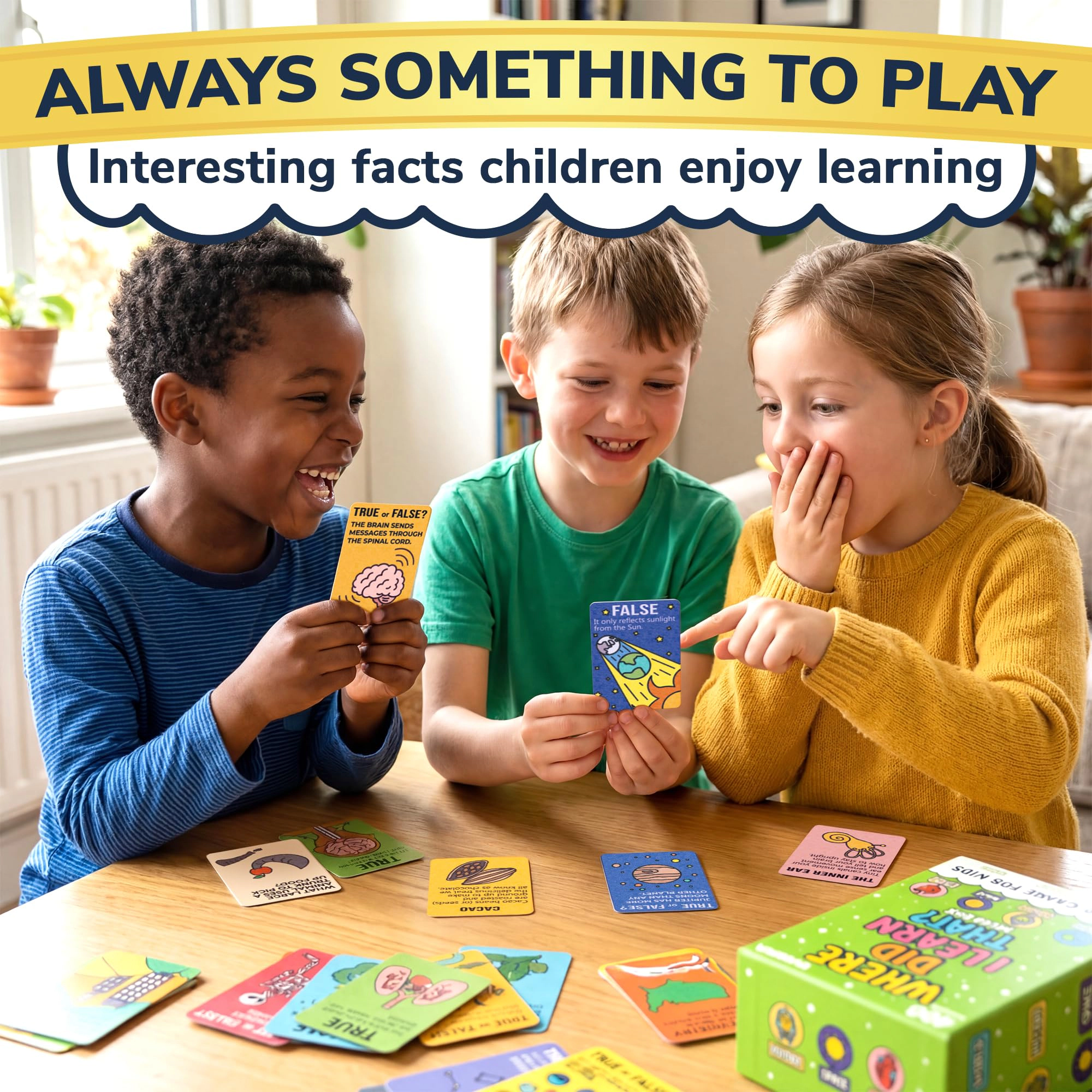 QUOKKA Kids Trivia Card Game Set Ages 6-12, World Geography, Space, History and Human Body Topics