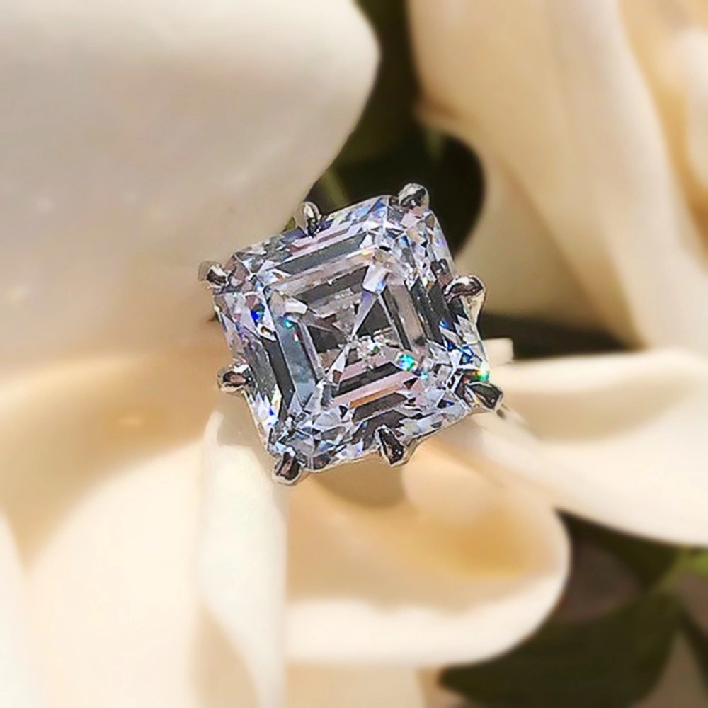 Wardrobe Whimsy Square Cut Cubic Zirconia Solitaire Engagement Ring for Women