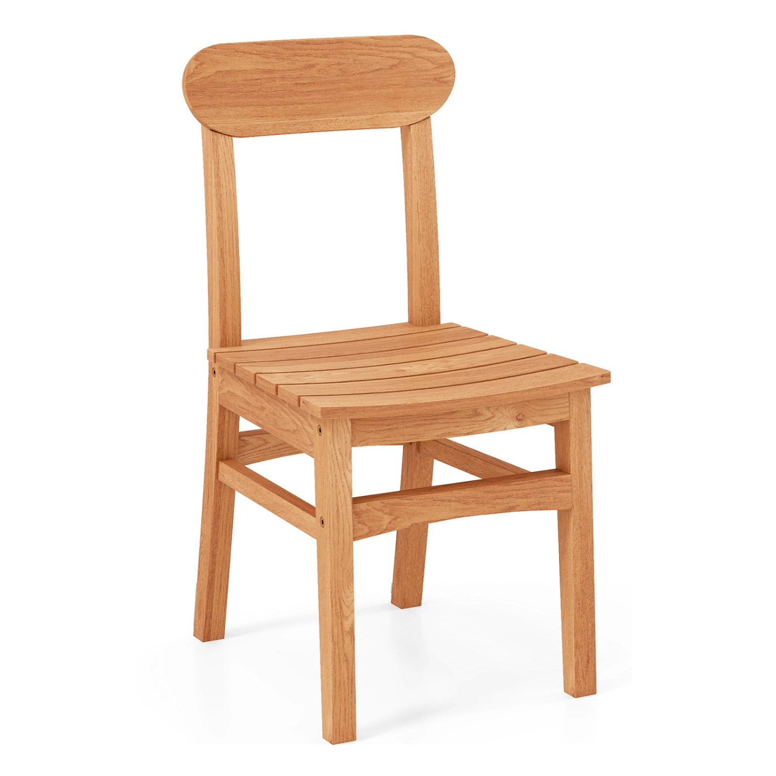 SUGIFT Teak Wood Armless Patio Dining Chair with Slatted Seat 220-Lb Capacity 18-in Seat Height Natural