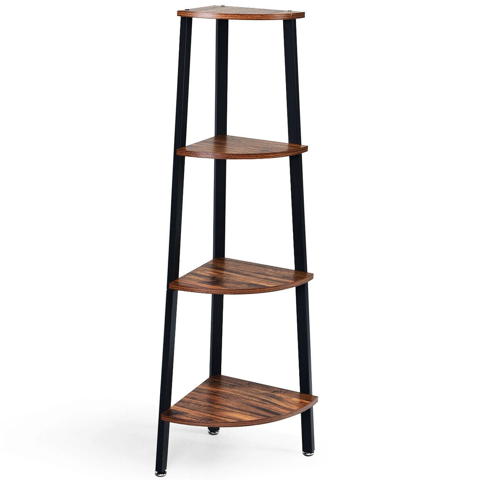 SUGIFT Black 4-Tier Corner Shelf Metal Storage Rack Ladder Bookcase