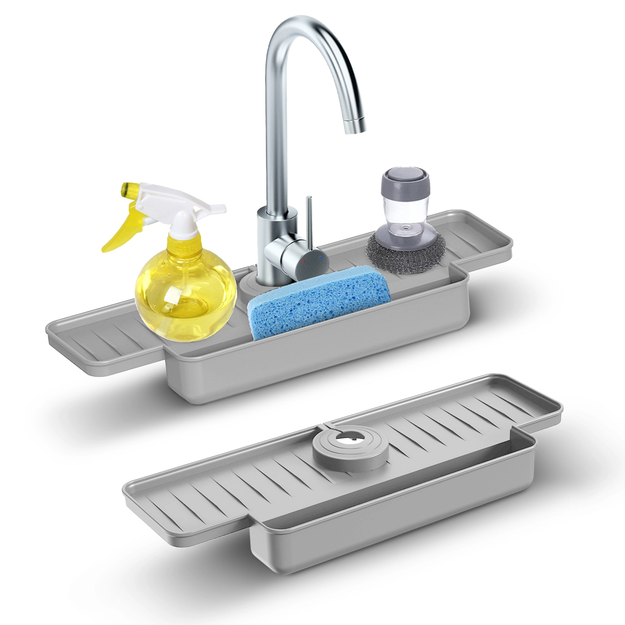 Cheer Collection Silicone Faucet Draining Mat and Splash Guard with Anti-Slip