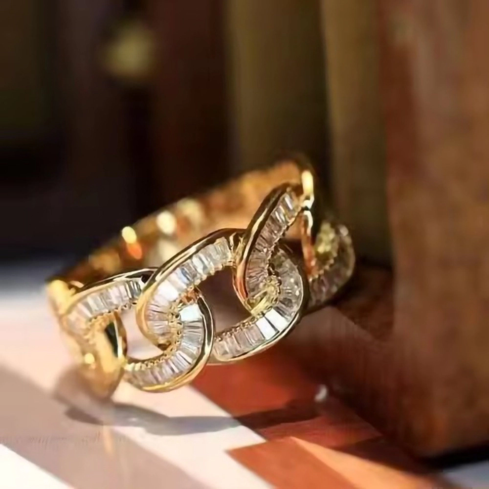 Noble Chain Linked Rings for Women Luxury Cubic Zirconia Finger Jewelry