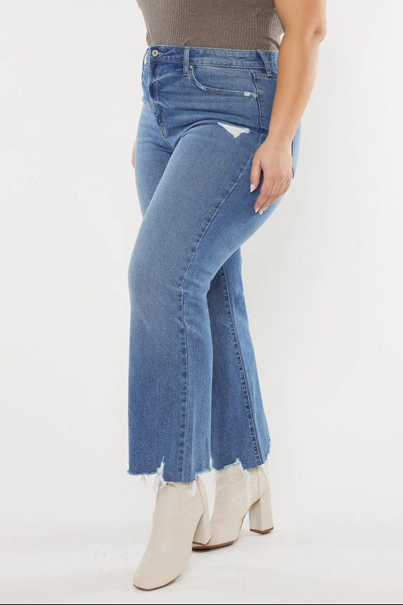 KanCan Women's Plus High Rise Slim Wide Leg Jeans Cassiel