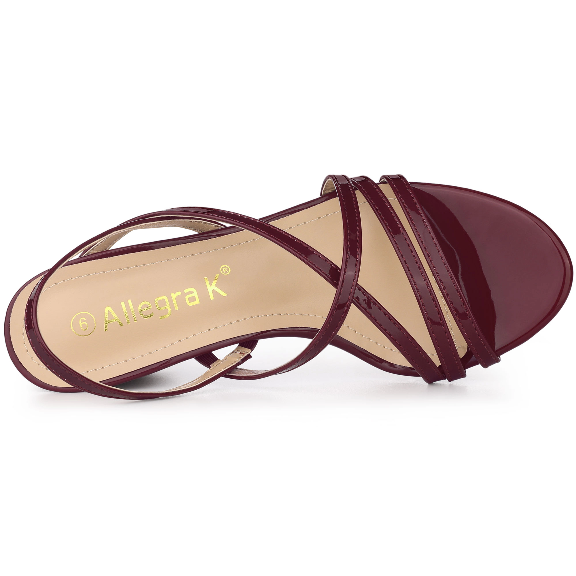 BLISSFUL STEP Women's Strappy Slingback Chunky Heels Block Heel Slide Sandals