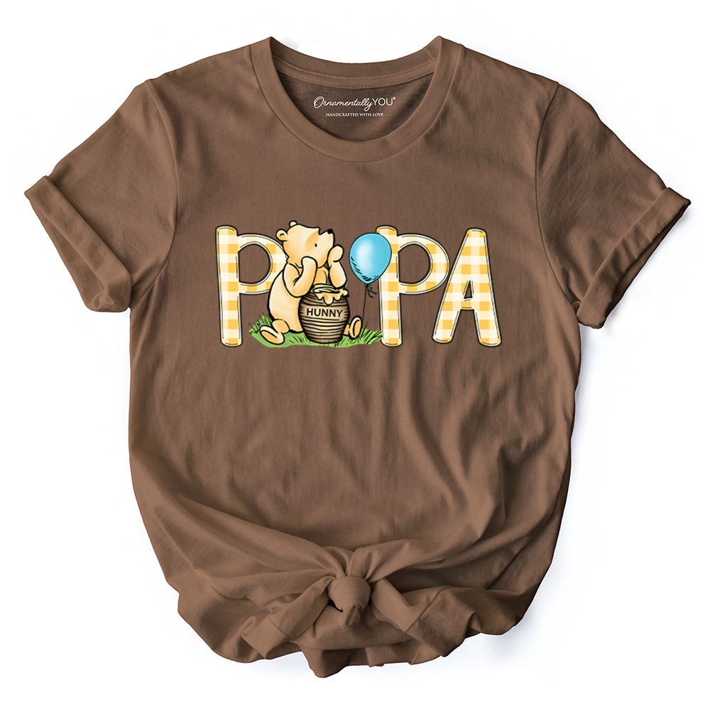 OrnamentallyYou Mens Gingham Papa Winnie-The-Pooh 1926 A.A. Milne Dad T-Shirt