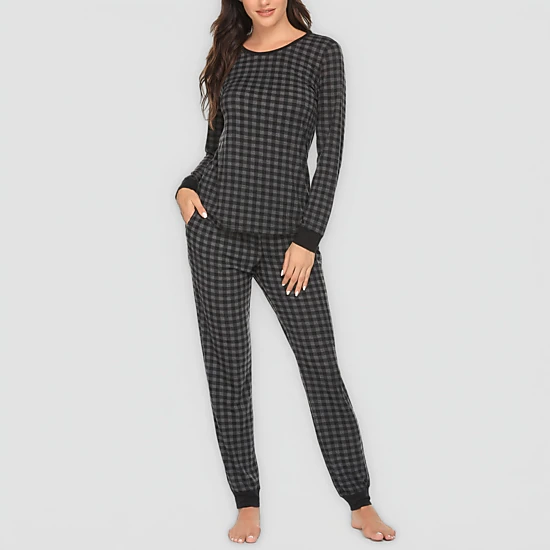 Ekouaer Womens Pajamas Sets Long Sleeve Tops with Jogger Pants Soft Pjs Lounge Set Outfits
