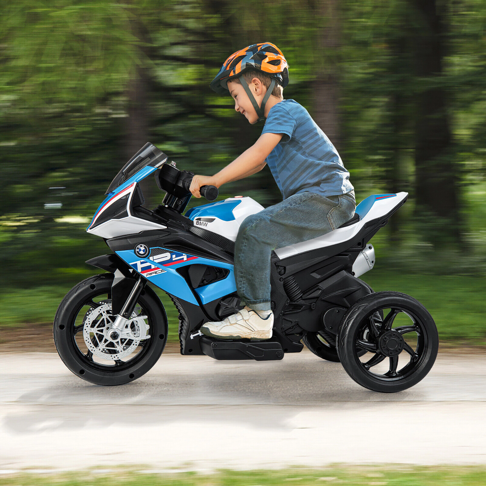 Costway 12V Kids Ride on Motorcycle Licensed BMW 3 Wheels Electric Toy w/ Light & Music Blue
