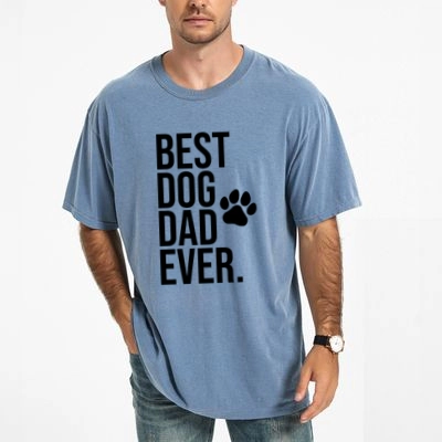 Simply Sage Market - Best Dog Dad Ever Paw Men's Garment Dyed Graphic T-Shirt