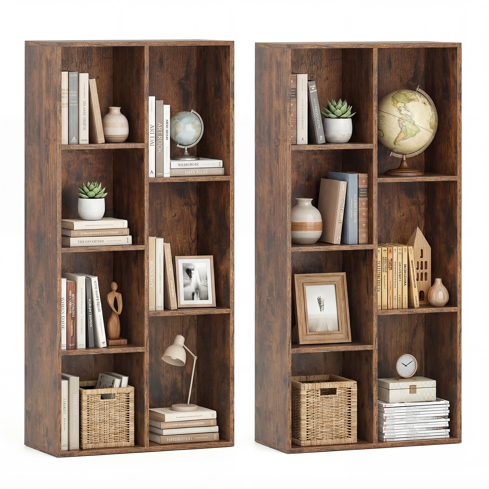Costway 2PCS 7-Cube Bookcase w/7 Compartments 2 Anti-tipping Kits for Home Office