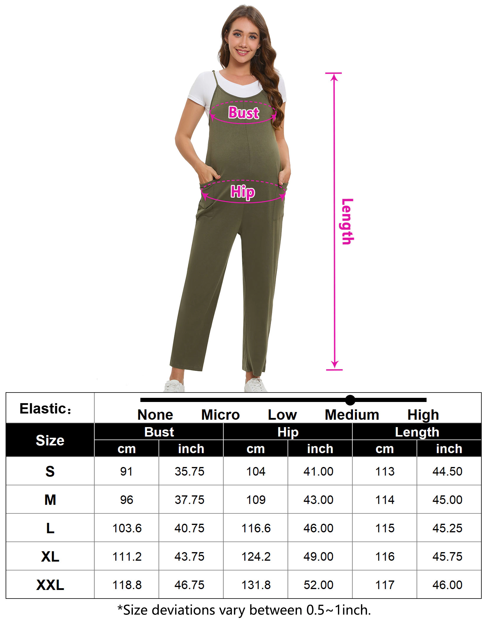 KOJOOIN Women's Maternity Jumpsuit Spaghetti Strap Sleeveless Overalls Loose Baggy Pregnancy Romper