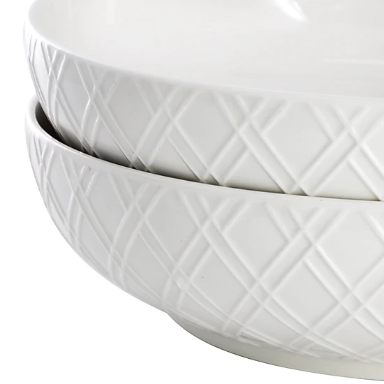 Gibson Home Great Essentials 2 Piece Fine Ceramic 8.2in Dinner Bowl Set in White