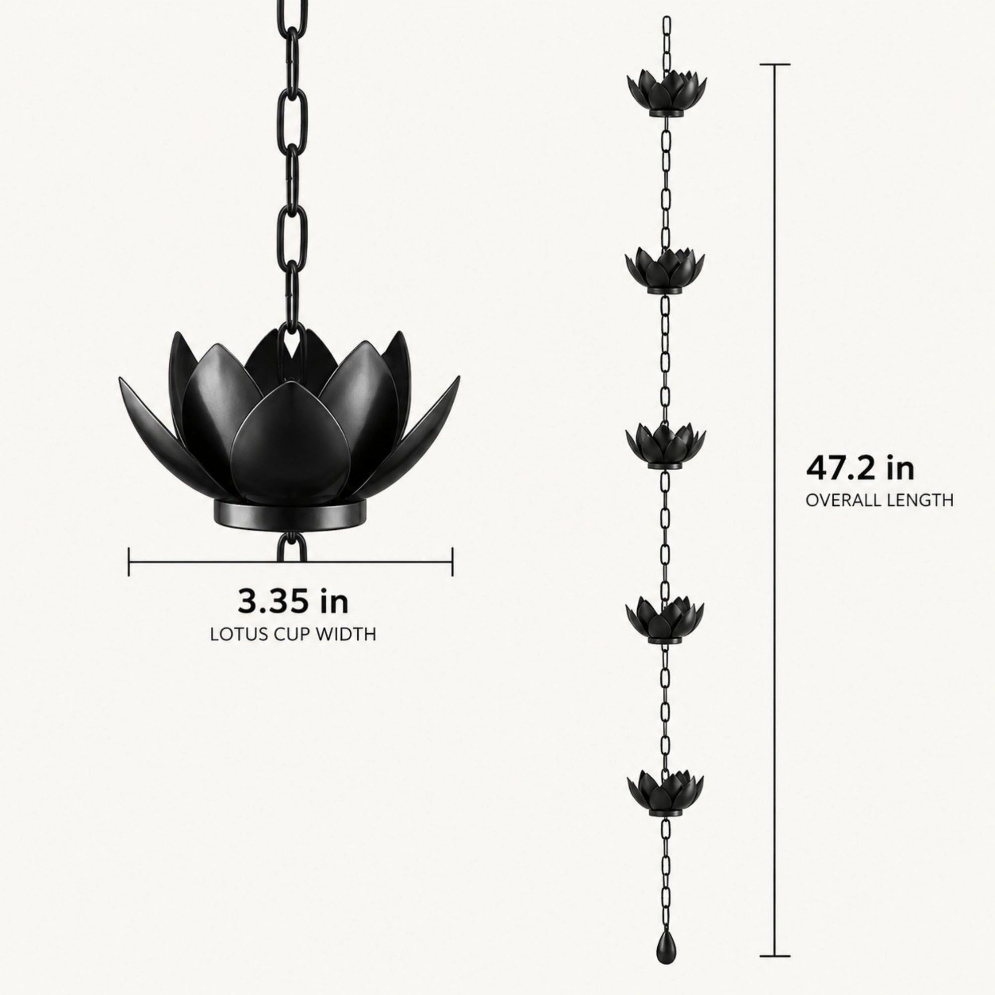 Alilang Unisex Black Lotus Rain Chain for Gutters