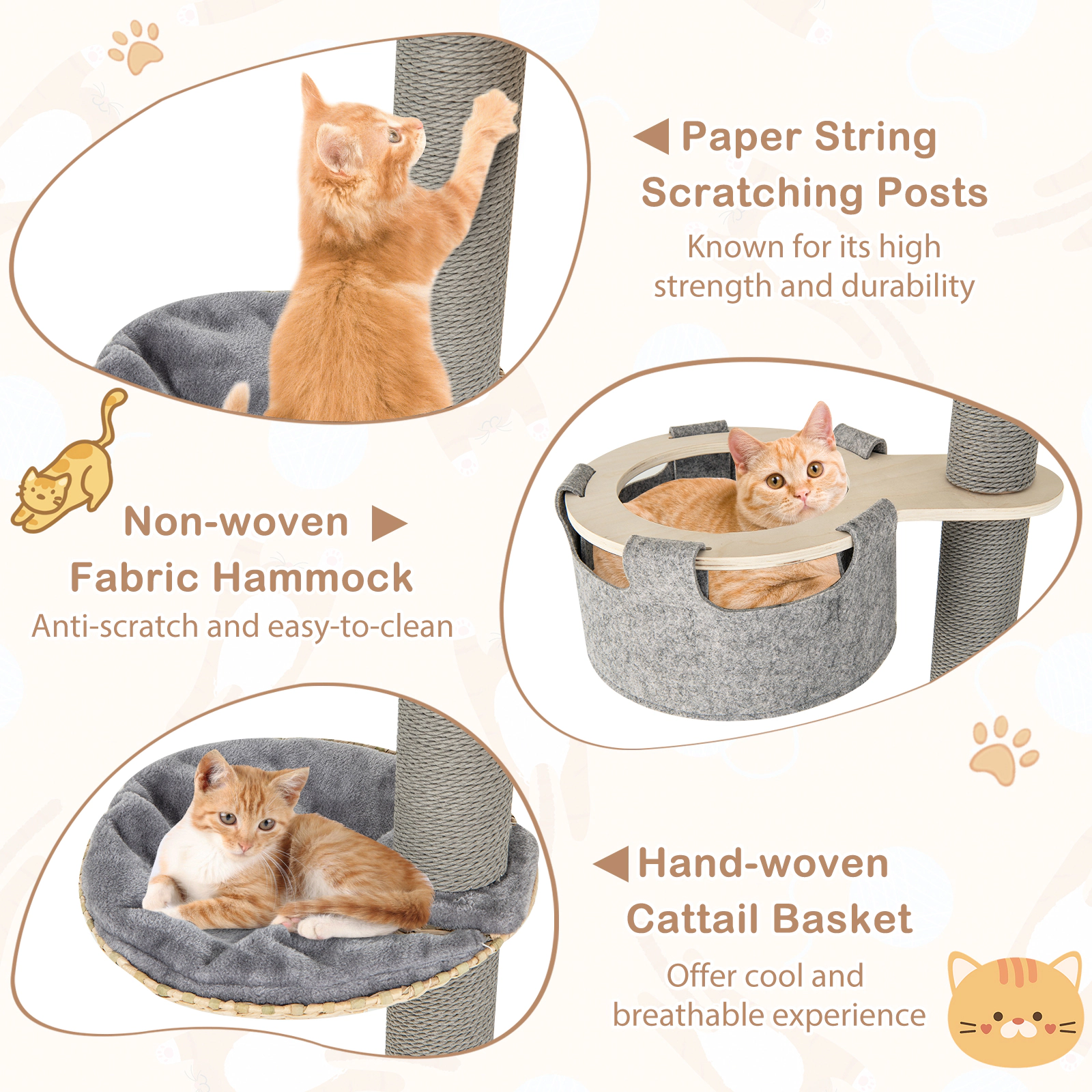 SlickBlue Adjustable 6-Tier Floor-to-Ceiling Cat Tree Tower