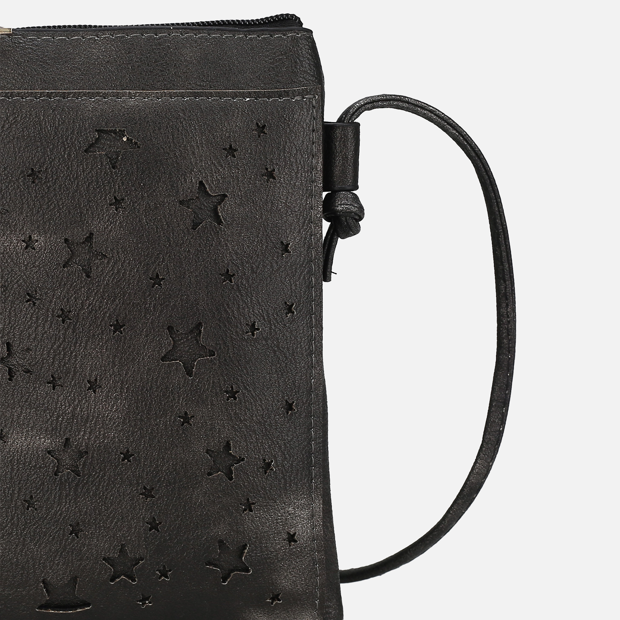 Mia K Collection Faux Leather Woven Crossbody Bag - Silver-Tone Hardware, Top Zipper, Back Slip Pocket