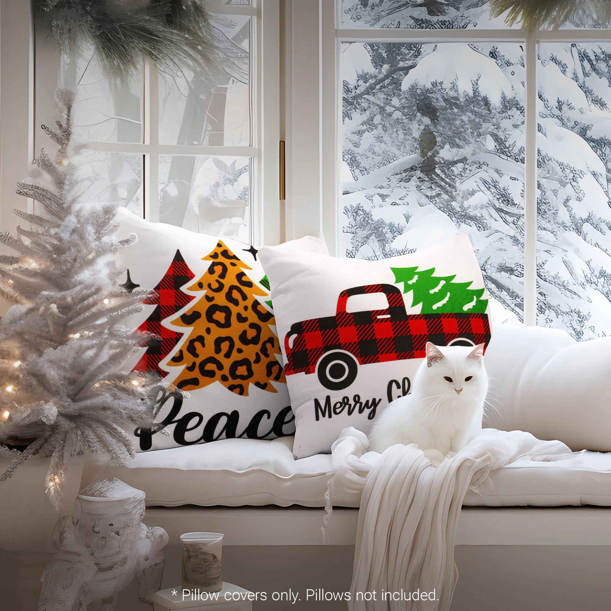 G128 Farmhouse Pine Spruce Decorative Throw Pillow Covers