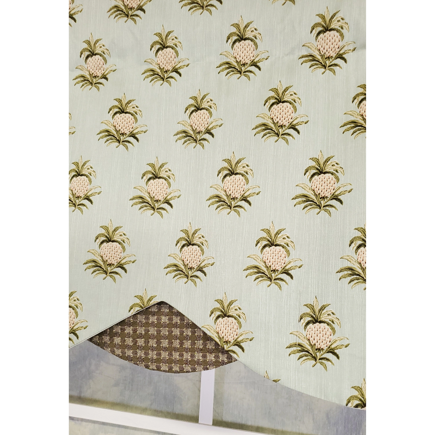 RLF Home 3" Rod Pocket High Quality Fabric Pineapple Field Petticoat Valance for Windows 50" x 15" Spa