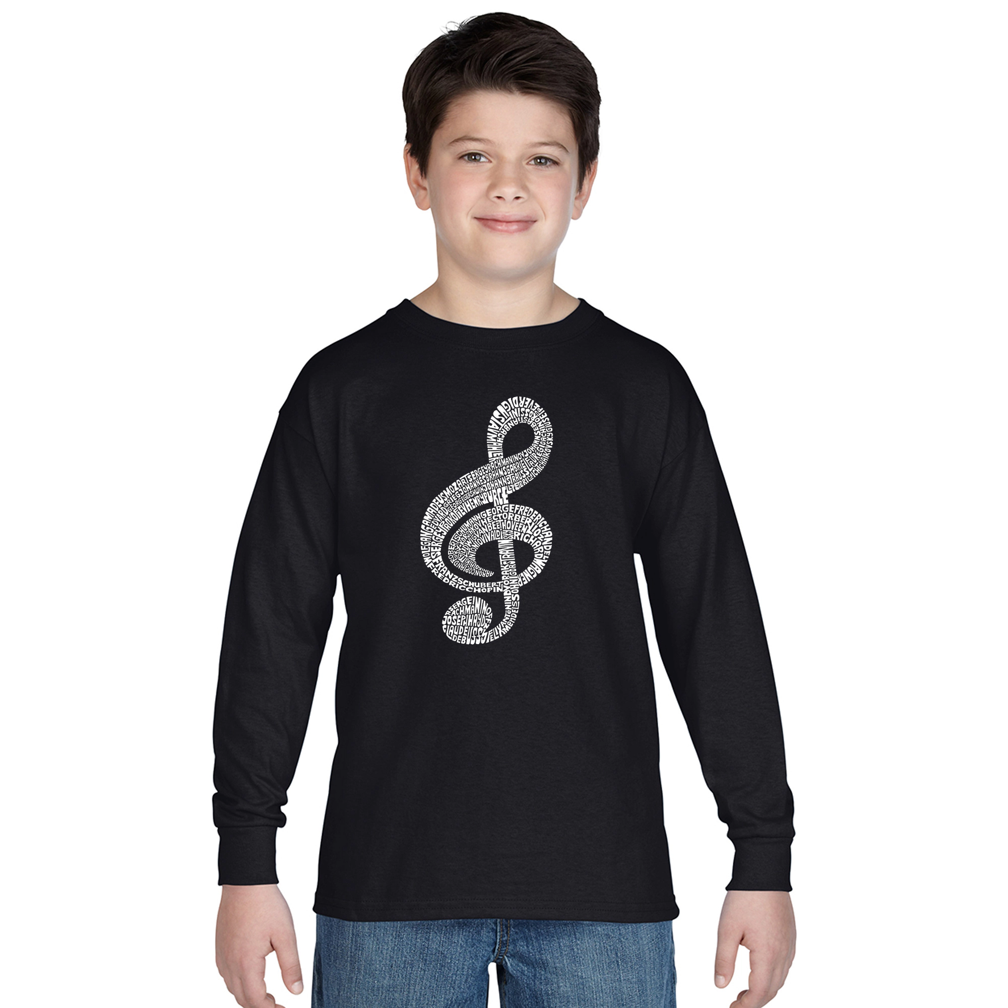 LA Pop Art Boys Long Sleeve T-Shirt -  Music Note