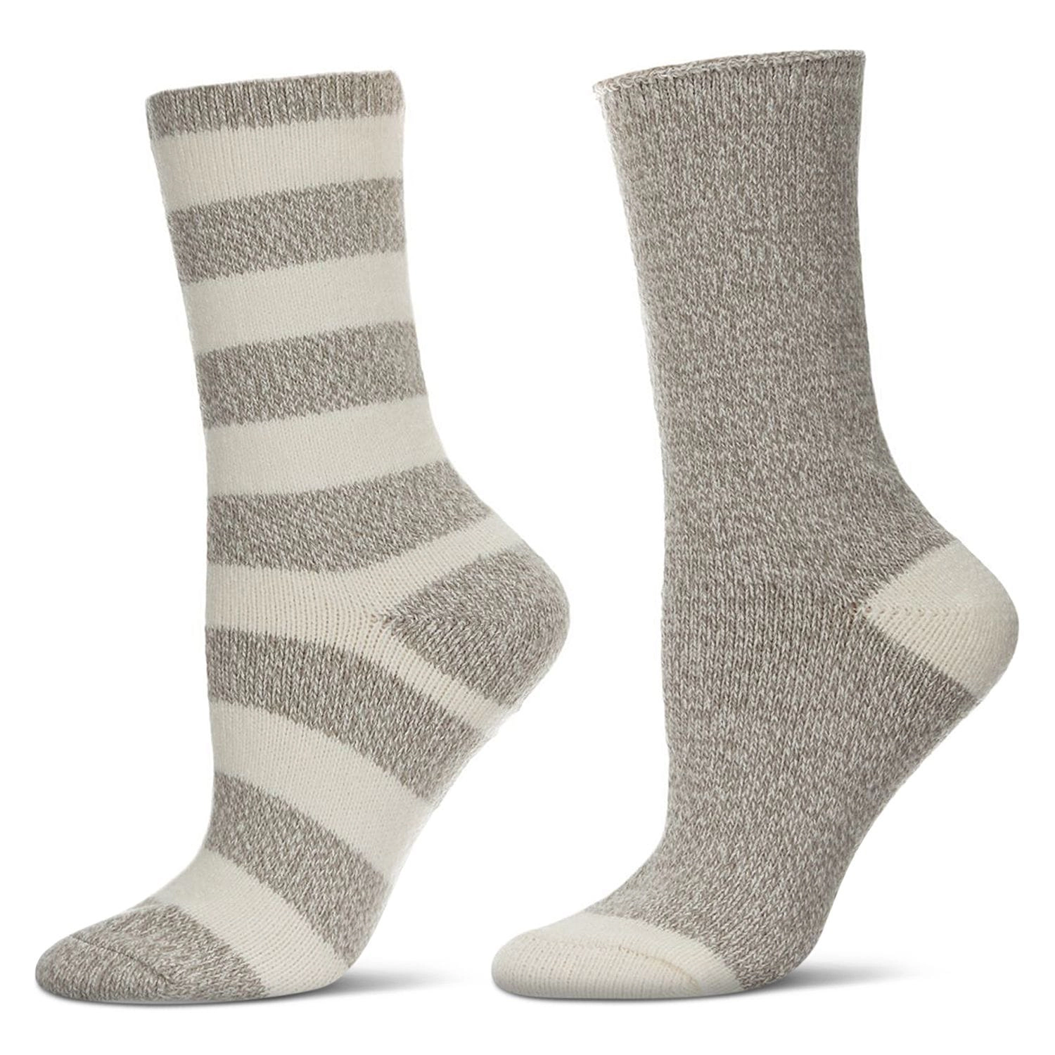 MeMoi Women's 2 Pair Pack Thick Stripe Buttersoft Crew Socks