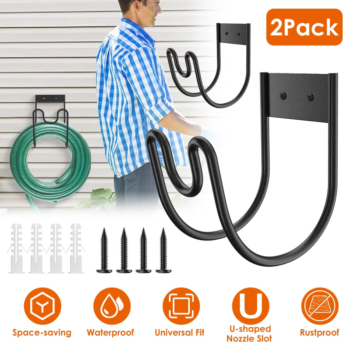 GBruno 2-Pack Stainless Steel Garden Hose Holder
