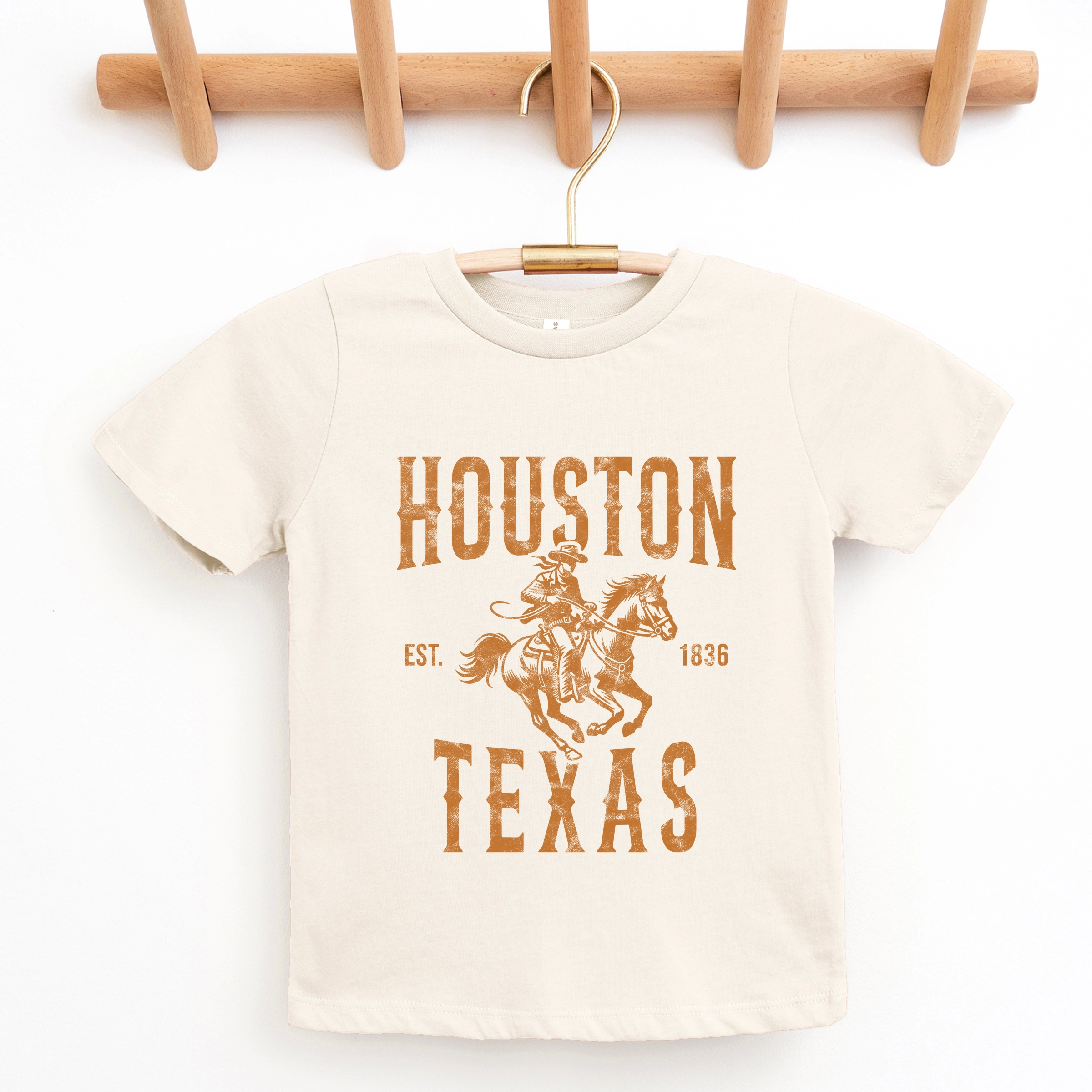 The Juniper Shop - Houston Texas Cowboy Distressed Youth Short Sleeve Graphic T-Shirt