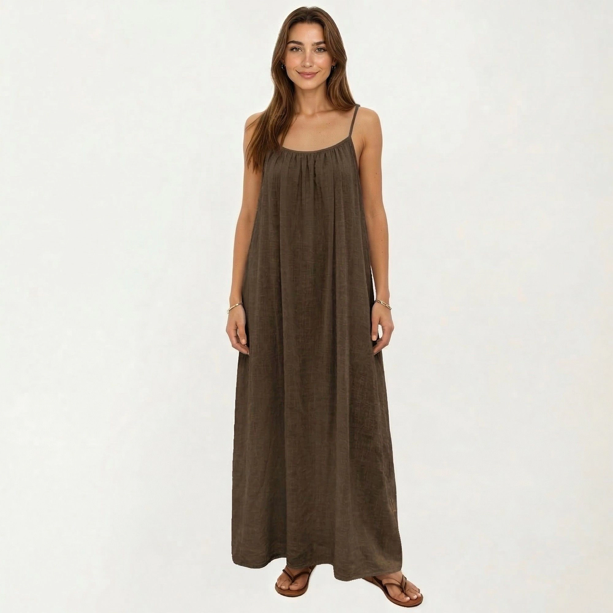 Anna-Kaci Women's Spaghetti Strap Lightweight Scoop Back Maxi Dress