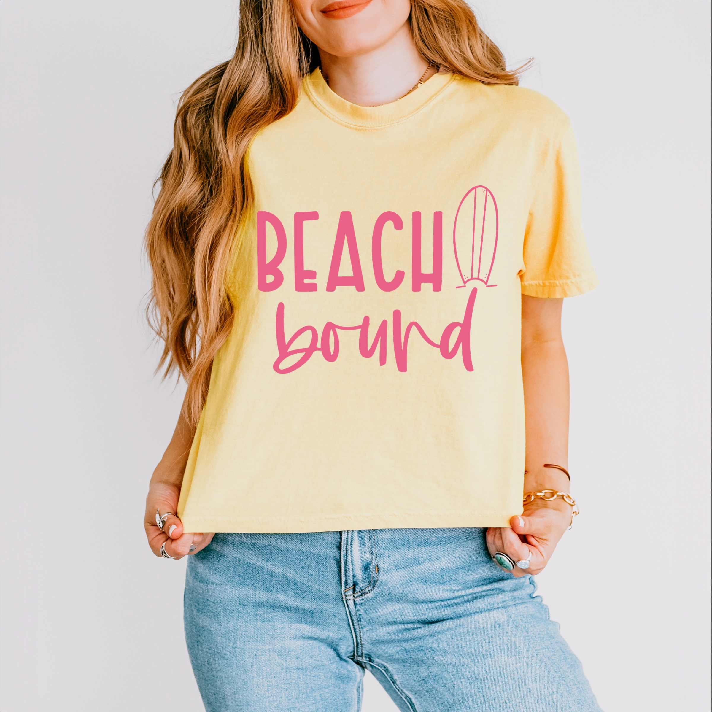 Simply Sage Market - Beach Bound Women's Boxy Crop Top Graphic T-Shirt