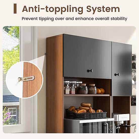 Glintex 71-Inch Kitchen Pantry with 3 Cabinets and 3 Deep Drawers
