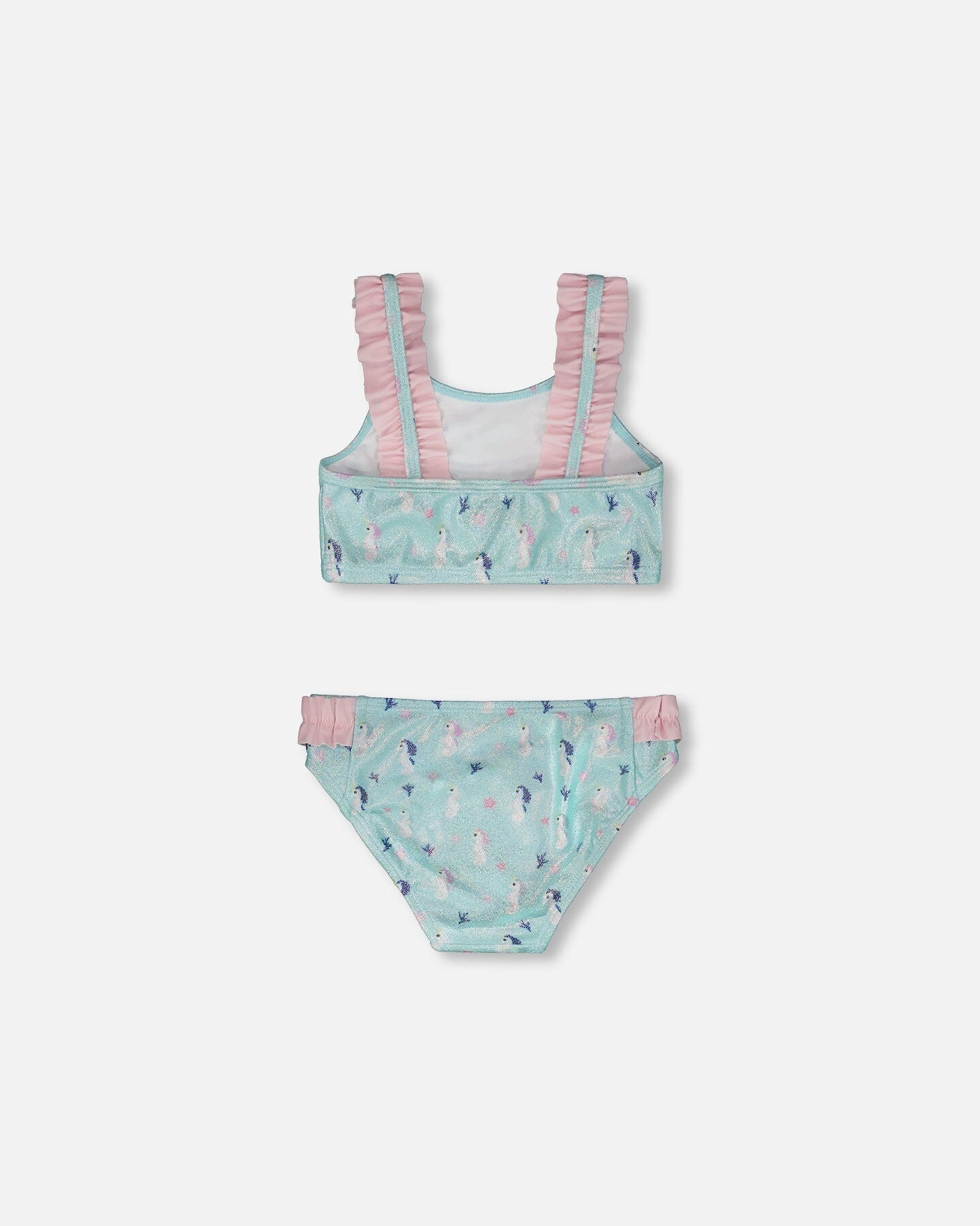 Deux par Girls Seahorse Print Top and Bottom Two-Piece Swimsuit