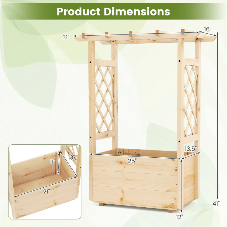 Hivvago Raised Garden Bed Wooden Elevated Planter Box with Hanging Roof - Small
