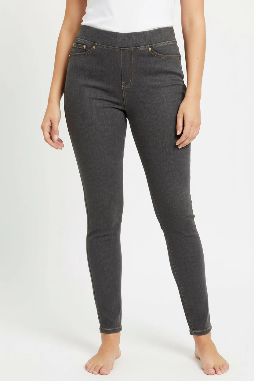 DressAtR Women's Gray Denim Stretch Skinny Fit Full Length Pant