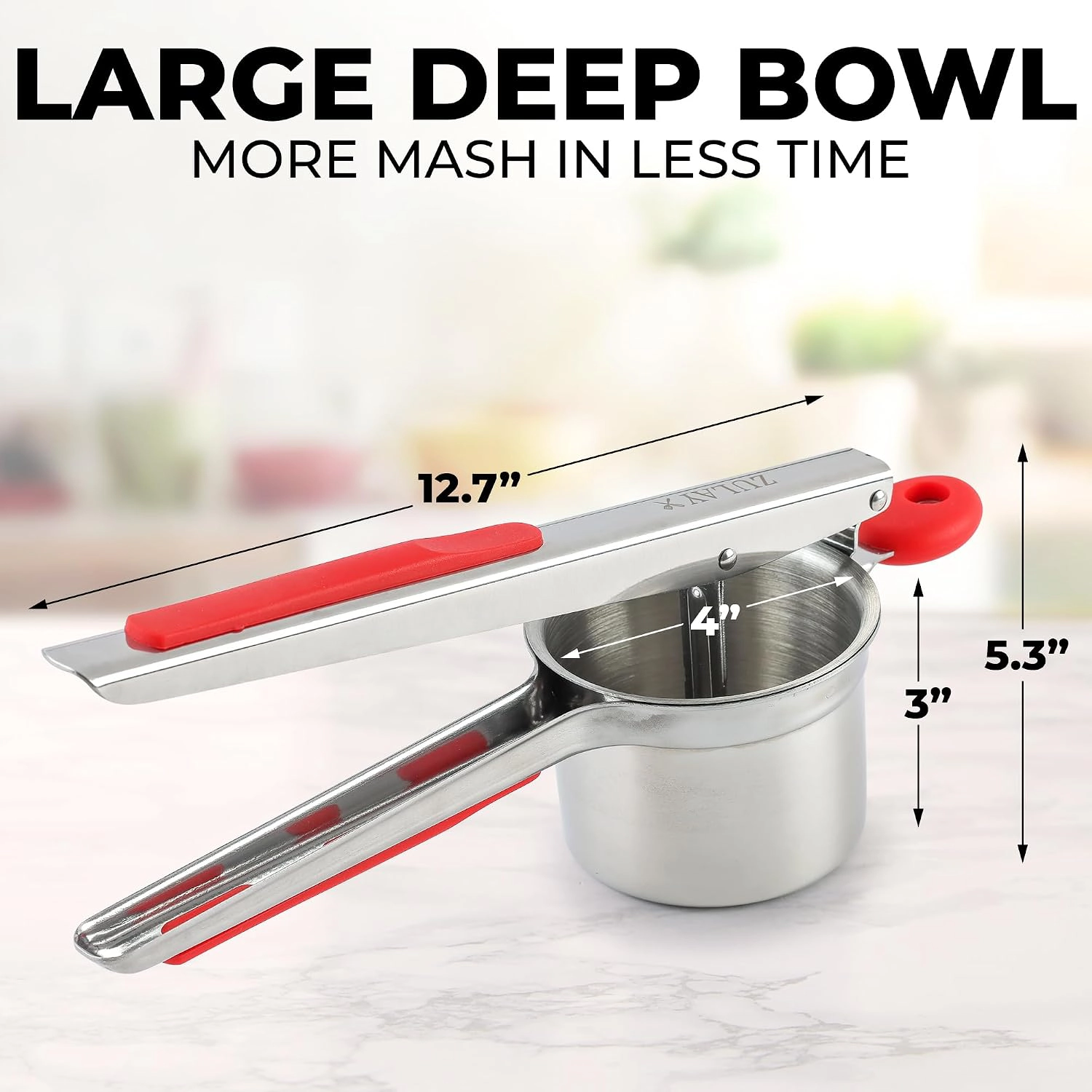Zulay Kitchen Premium Large 15oz Potato Ricer, Heavy Duty Professional Stainless Steel Potato Masher and Ricer, 3 Disc