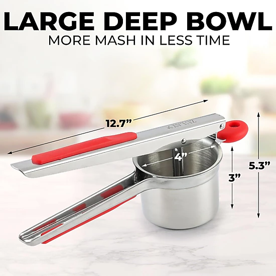 Zulay Kitchen Premium Large 15oz Potato Ricer, Heavy Duty Professional Stainless Steel Potato Masher and Ricer, 3 Disc