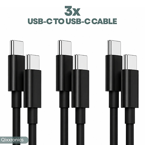 Qixxronics 3PCS 6FT USB-C to USB-C Charging Cable for iPhone 16 E/17/Air/15/Pro/Plus/Pro Max, MacBook, iPad Pro /Air