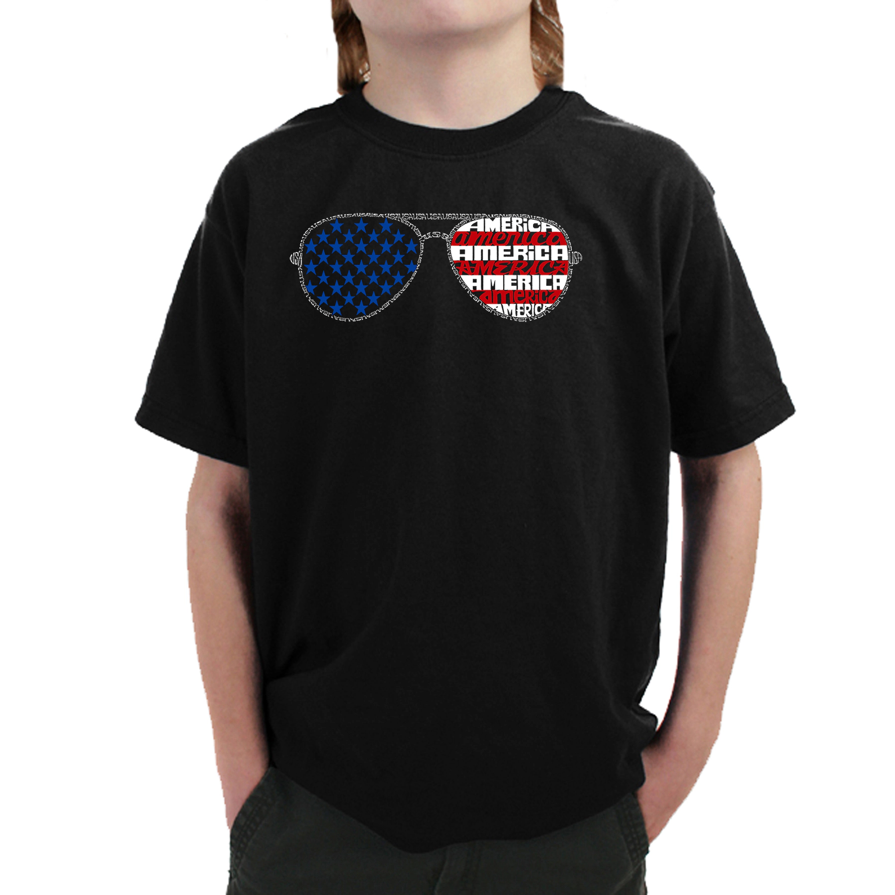 LA Pop Art Boy's Word T-Shirt - Americana Sunglasses