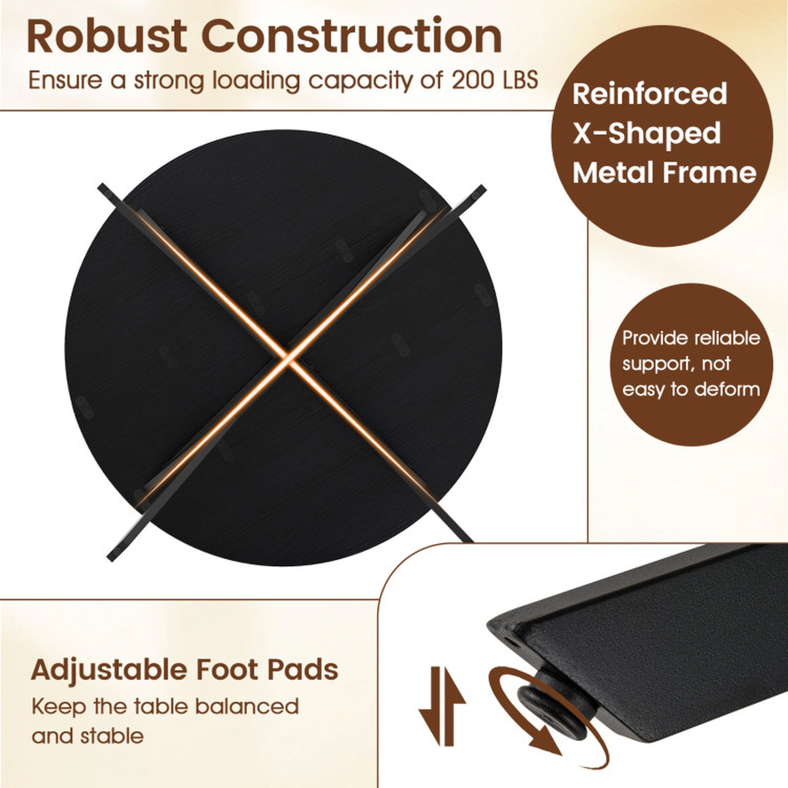 SUGIFT Folding Extendable Round Dining Table with Drop Leaves 200-lb Capacity 47-in Top 36.5-lb Metal MDF Black