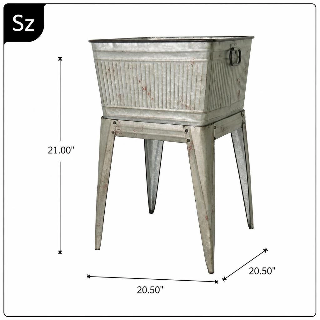 WOW PIONEER Large Round Freestanding Iron Planter for Flowers Herbs Greenery Garden Patio Balcony Yard