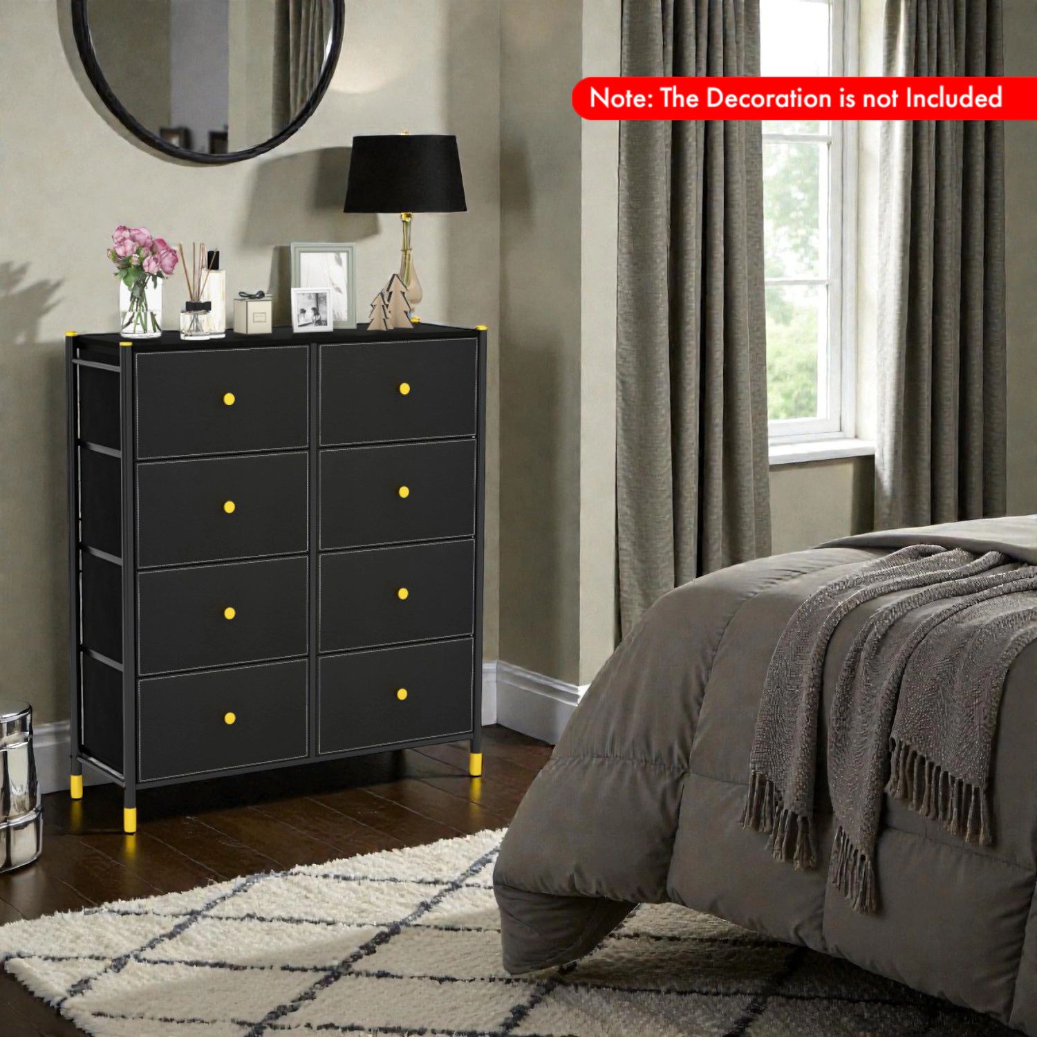 Hivvago Adjustable Drawer Storage Tower with Fabric Bins and Metal Framework - 8 Drawer