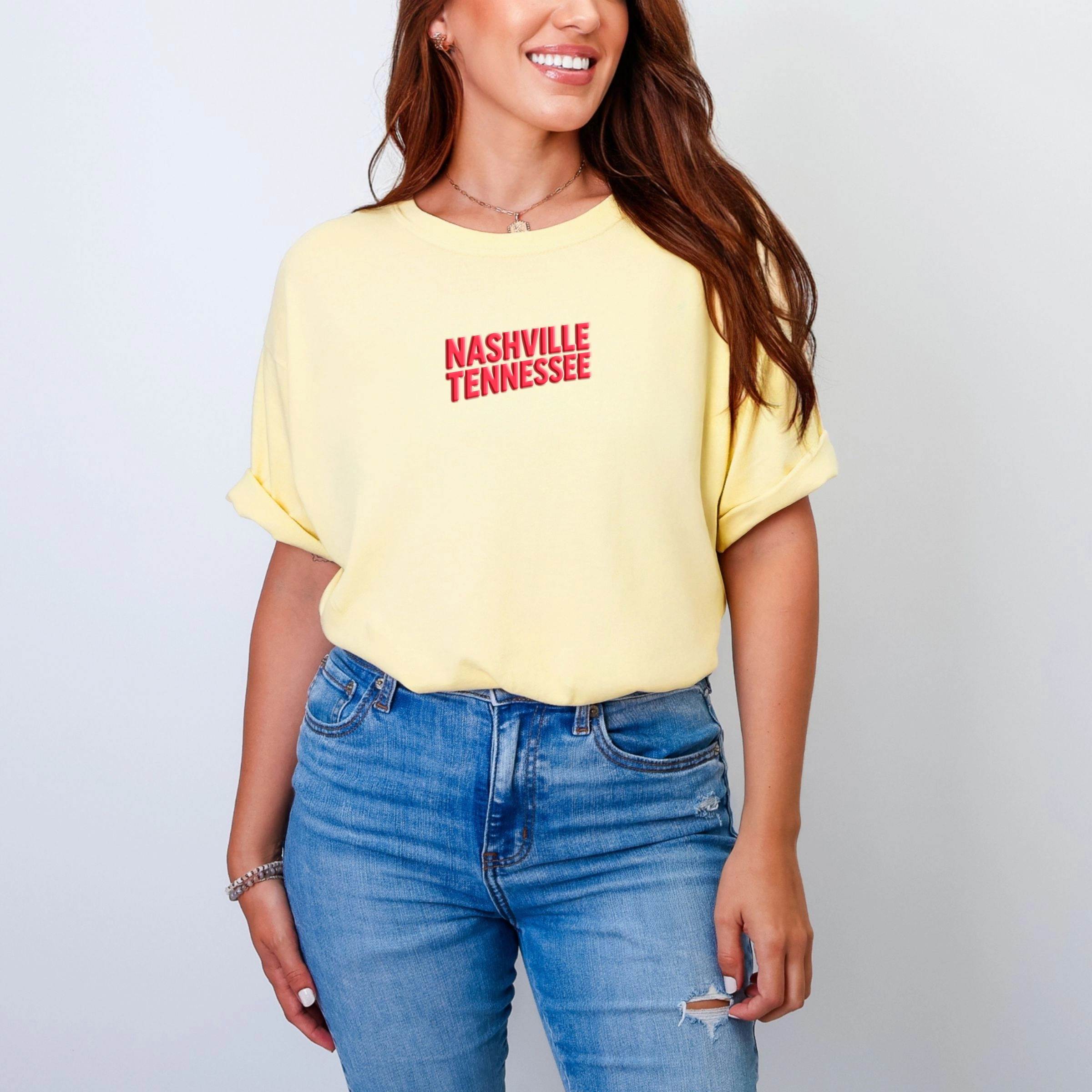 Simply Sage Market - Women's Garment Dyed Graphic T-Shirt Nashville Vibrant Puff Print