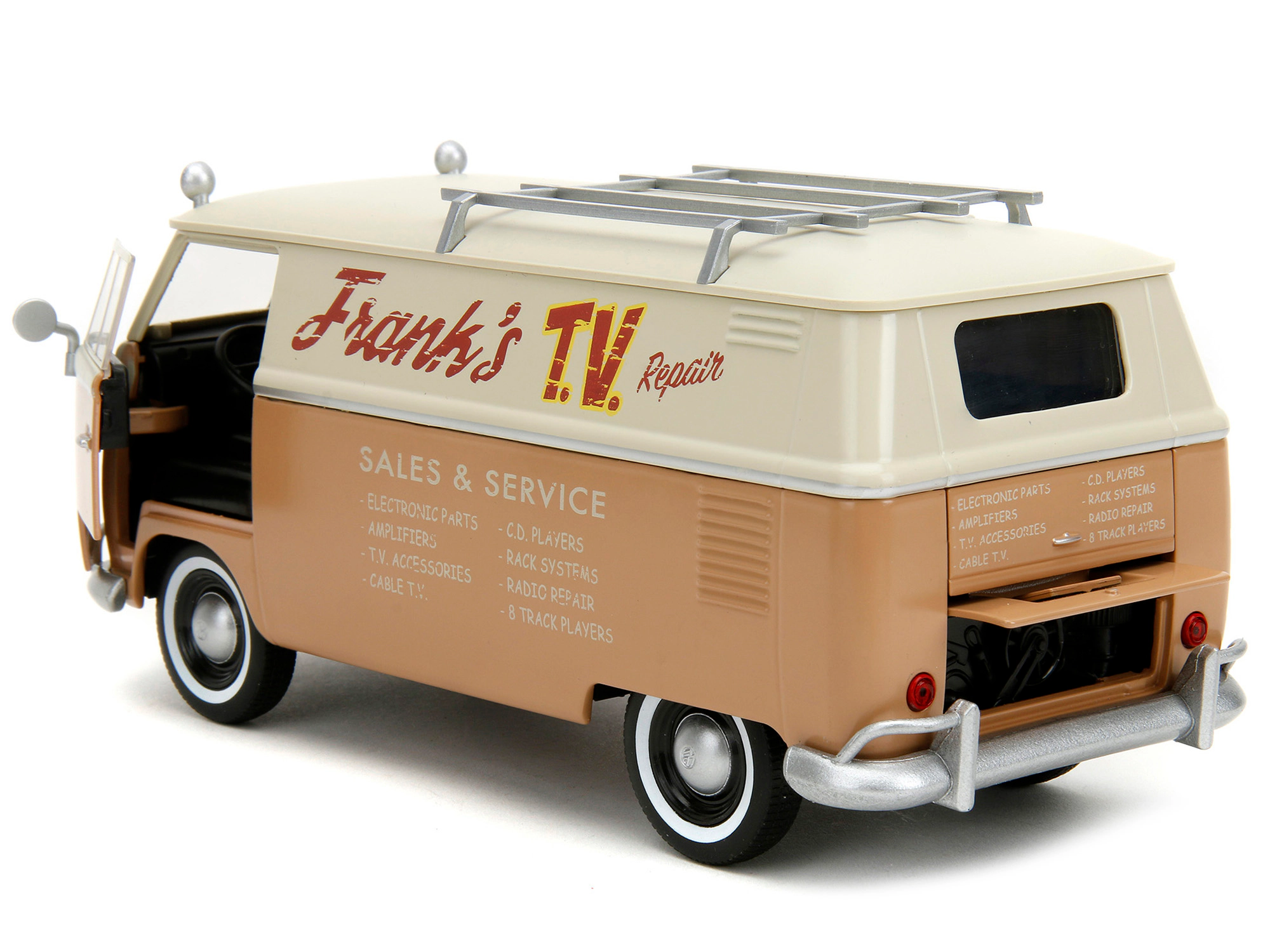 Jada Volkswagen Bus "WheelJack" Tan and Beige "Frank's TV Repair" and Transformers Logo Diecast Statue
