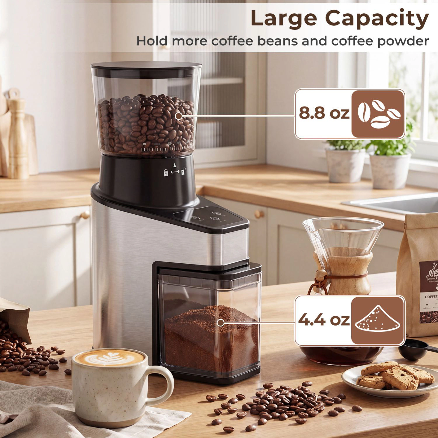 SlickBlue Conical Burr Coffee Grinder, 60 Grind Settings, 8.8 Oz