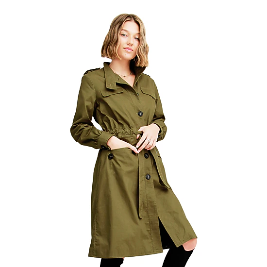 Belle & Bloom Womens Carlisle Button Front Trench Coat