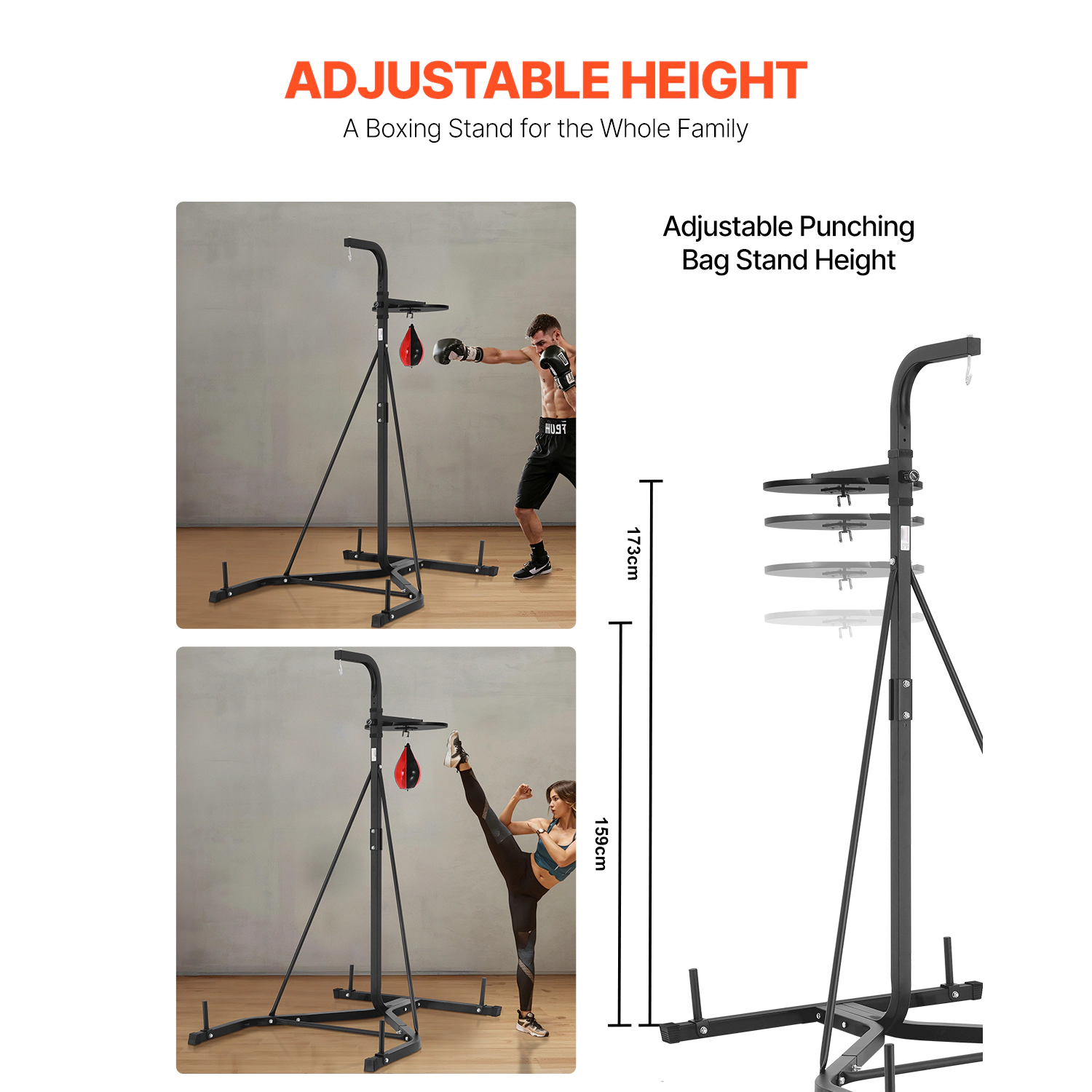 HONGGE Heavy Duty Steel Punching Bag Stand Freestanding Sandbag Rack Holds Up to 140 lbs for Home Gym