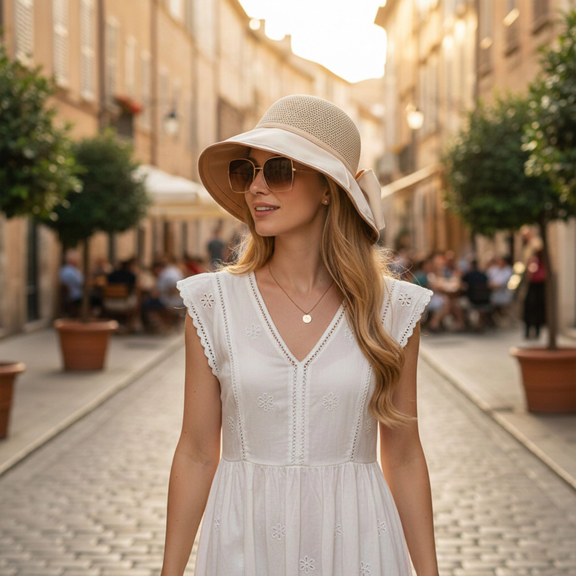 Anna-Kaci Womens Wide Brim Sun Hat with Breathable Weave and Bow Detail