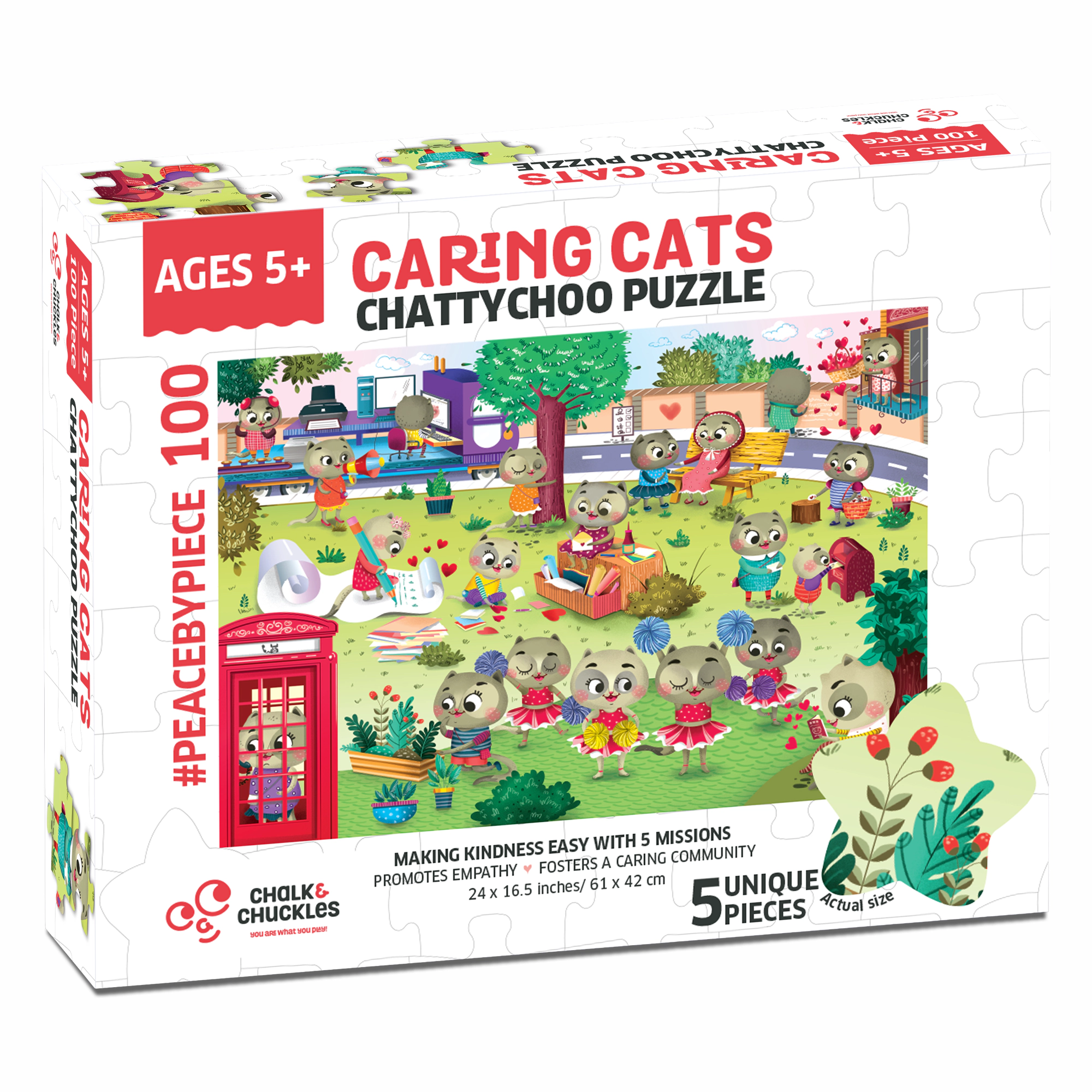 Chalk & Chuckles Caring Cats Chattychoo Activity Puzzle -100 pieces
