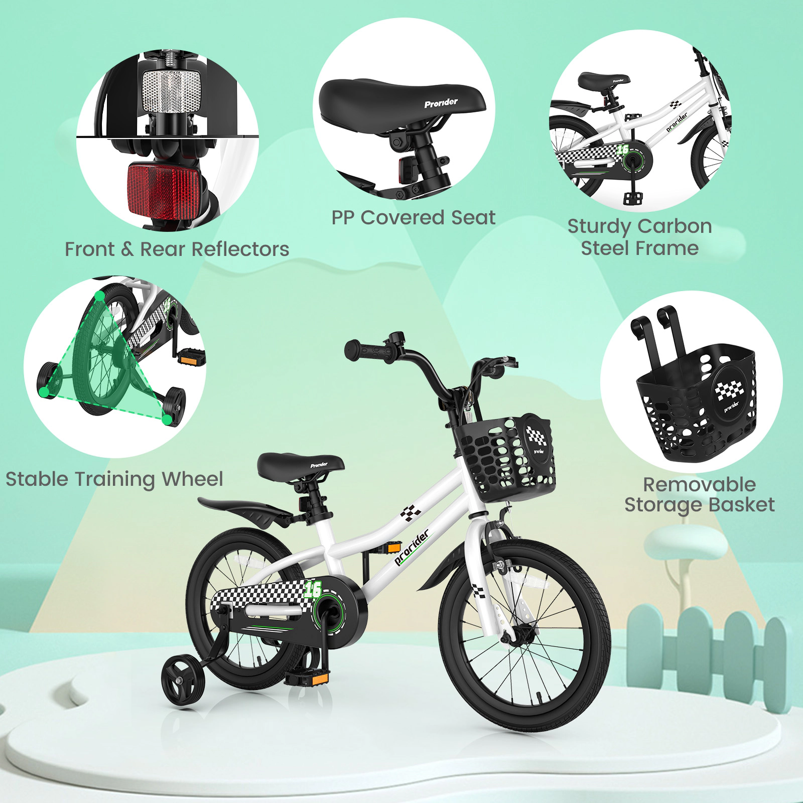 LJG 16 Inch Kids Bike with Removable Training Wheels