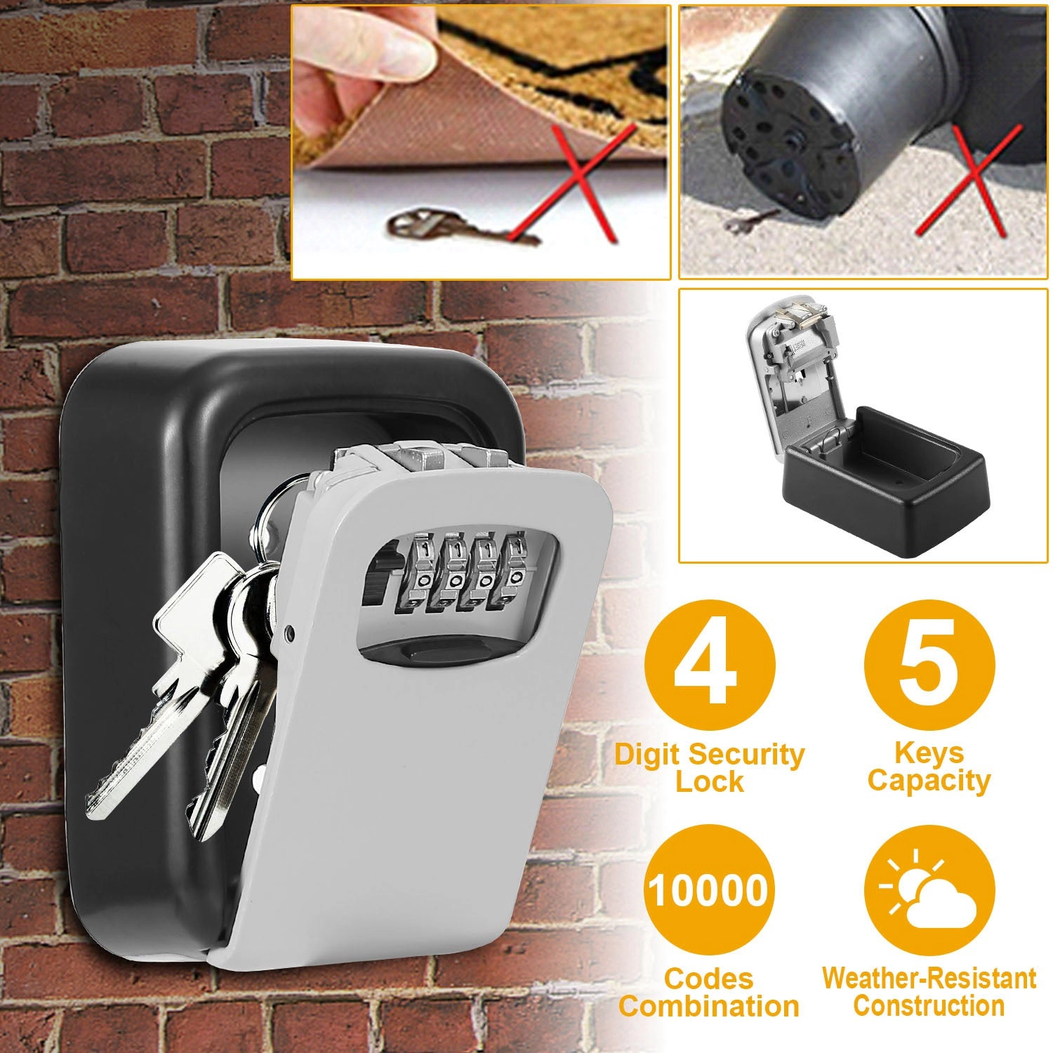 GBruno 4-Digit Wall-Mounted Key Lock Box